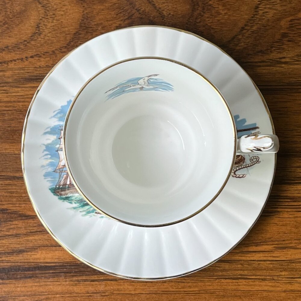 Newhall English Fine Bone China Tea Cup & Saucer MacKay's Clipper 1851 Sailboat - Picture 13 of 16